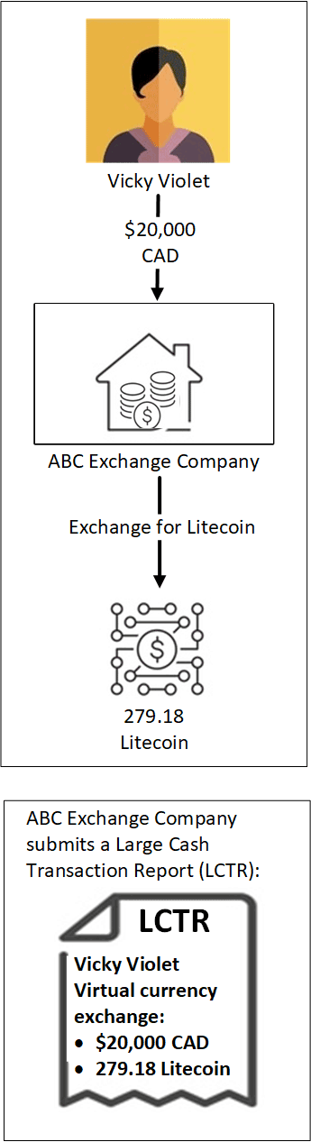 Infographic summarizing scenario B.3: Virtual currency exchange