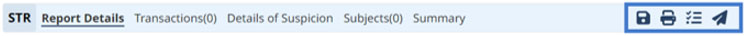 Form showing 'Details of Suspicion' and 'Actions taken' fields with options for suspicion type, project names, PEP question, related reports, and submit button.